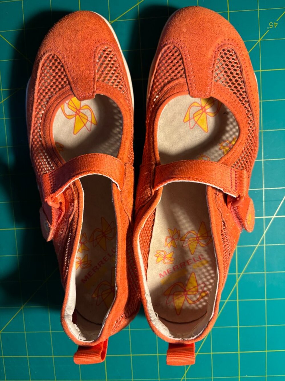 Merrell Mary Jane Sports Shoes Walking Flats Orange Mesh/Suede 6.5 - Picture 3 of 5
